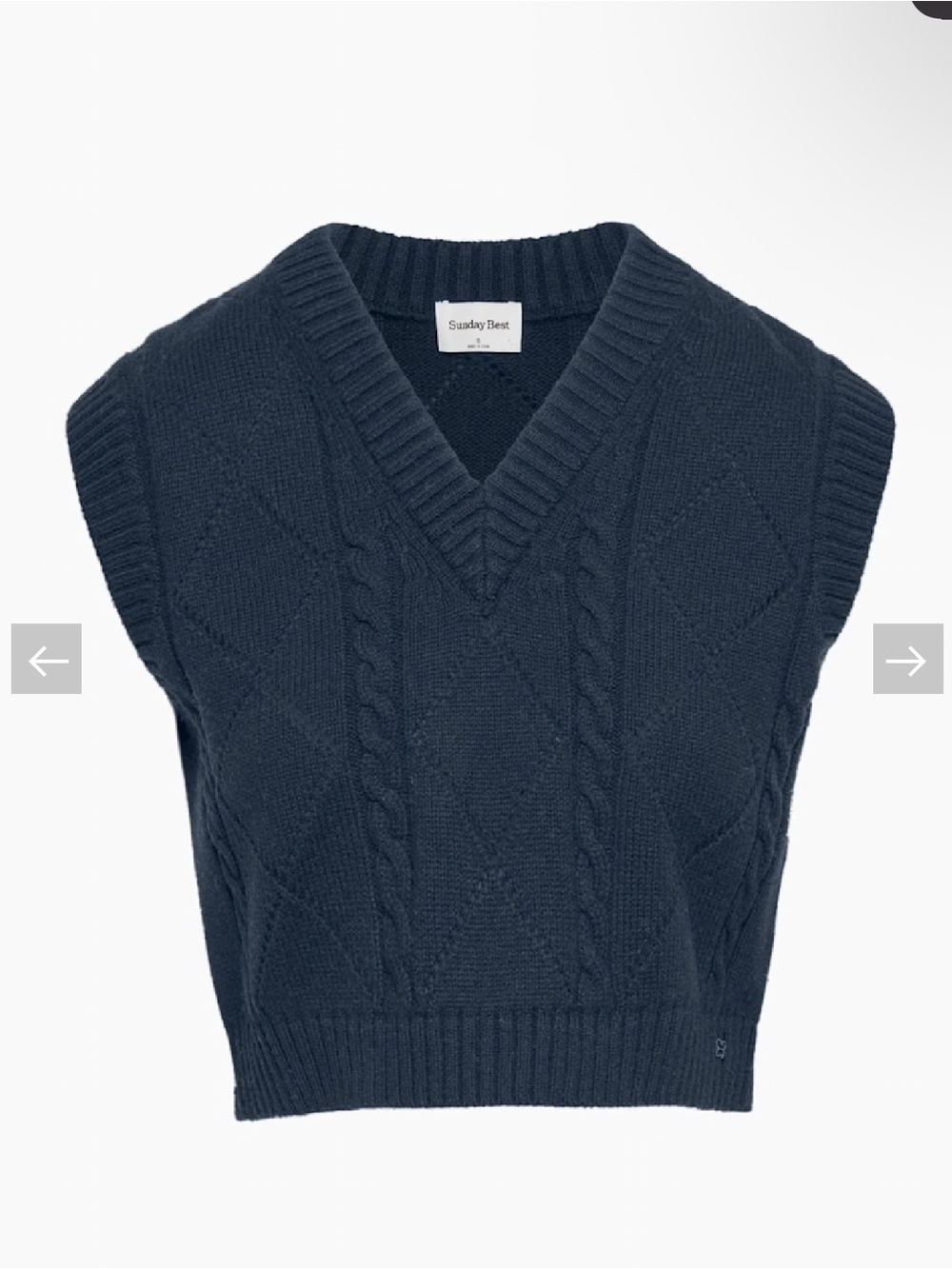Sunday Best Navy Cable Knit V-Neck Sweater Vest